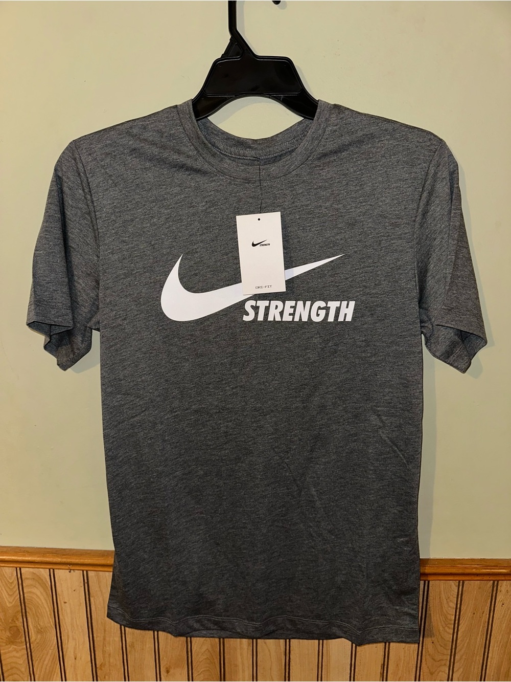 Nike Men's Short-Sleeve Strength Tee - Gray with White Logo